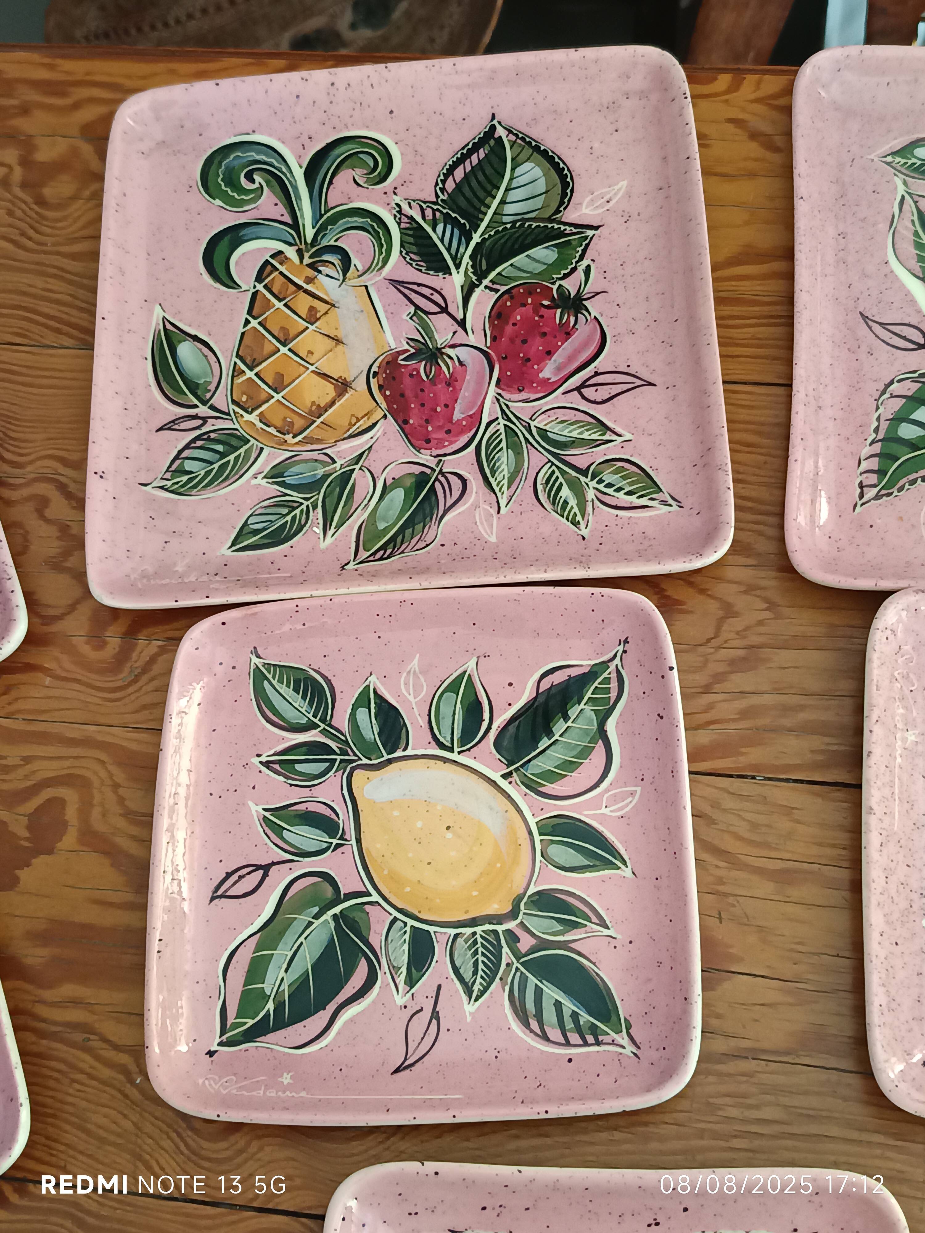 Set of 10 vintage enameled earthenware plates Renouveau Cagnes sur Mer