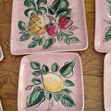 Set of 10 vintage enameled earthenware plates Renouveau Cagnes sur Mer
