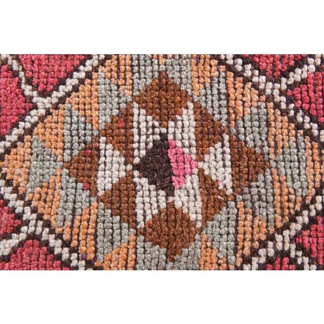 Vintage Turkish Oushak Handmade Wool Cotton Pink Runner Rug 86x362