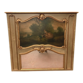 Trumeau de style Louis XV en bois patiné et doré XX siècle