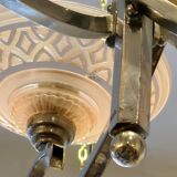 French chandelier, with pink glass shades, Art Deco