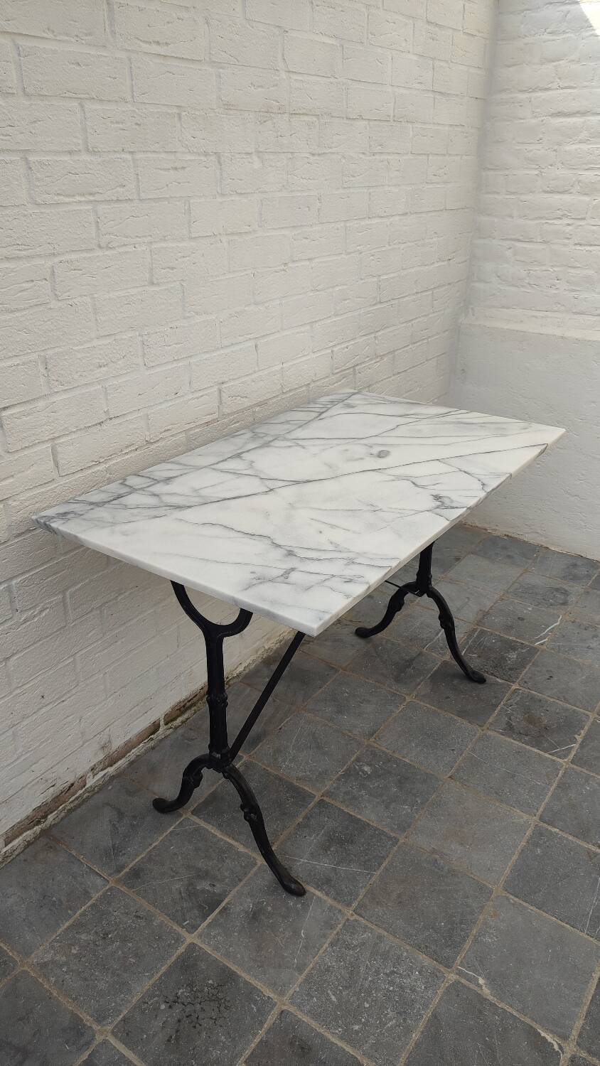 Cast iron and marble bistro table