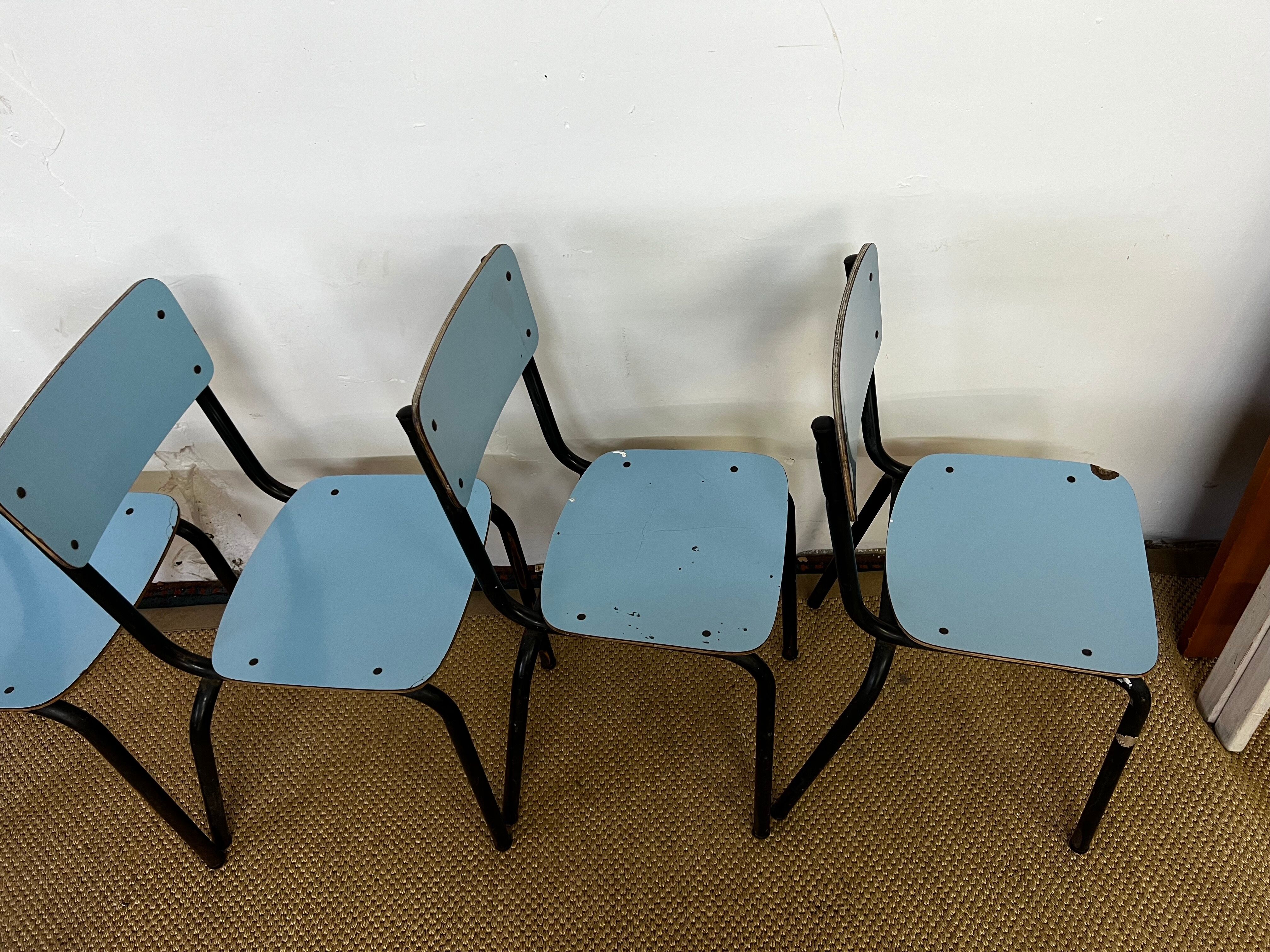 Blue formica table & chairs set