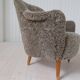 Samspel lounge chairs in sheepskin/mouton modernist mid-century by Carl Malmsten.