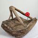 Vintage brutalist olive wood basket