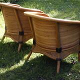 Raush bamboo rattan bench armchairs from the 70s and 80s