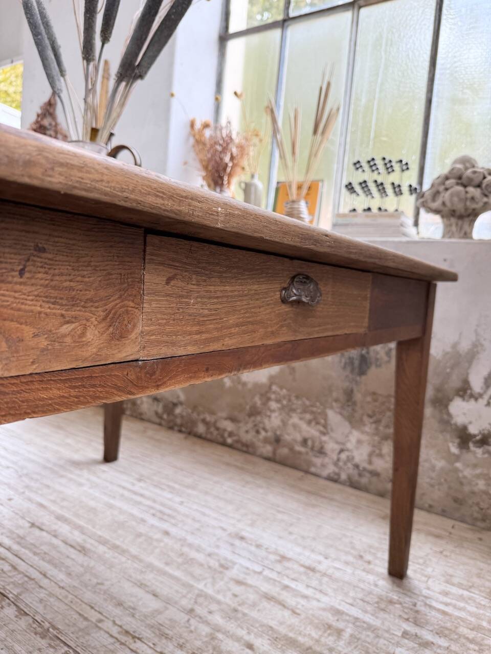 Large “square” oak farmhouse table 1950