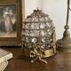 Table lamp in brass, beads and glass pendants