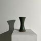 Dark green handcrafted vase with glazed ceramic grass blades