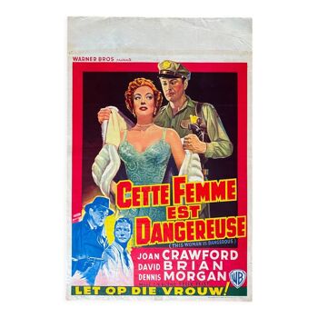 Affiche cinéma originale "La Reine du hold-up" Joan Crawford 36x55cm 1952