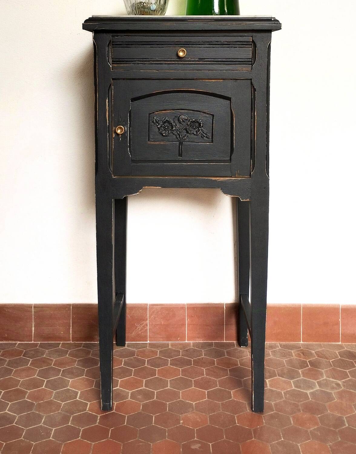 Black patinated Art Deco bedside table