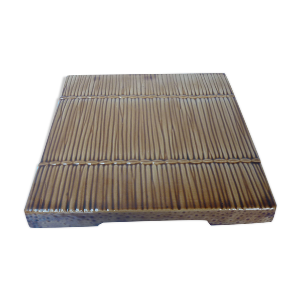 Plateau à fromage imitation natte de paille en faïence