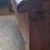 Solid oak farmhouse table, one drawer, vintage, early 20th century.
