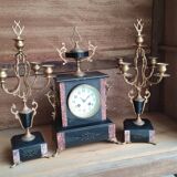 Old fireplace set period Napoleon III clock clock chandeliers