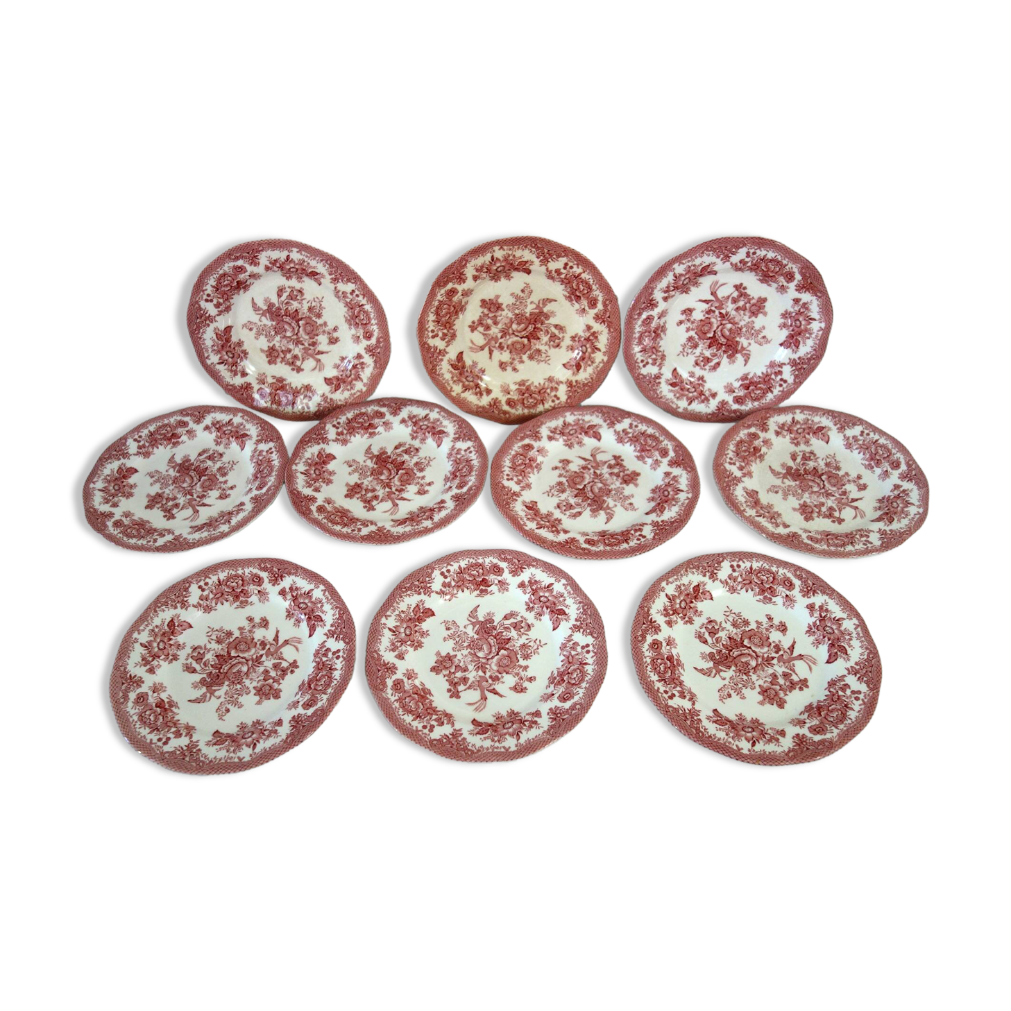 Wedgwood English dessert service iron earth pink floral