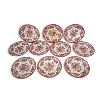 Wedgwood English dessert service iron earth pink floral