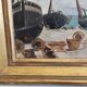 Oil on Panel - Marine Boats on Beach signed (to be identified)