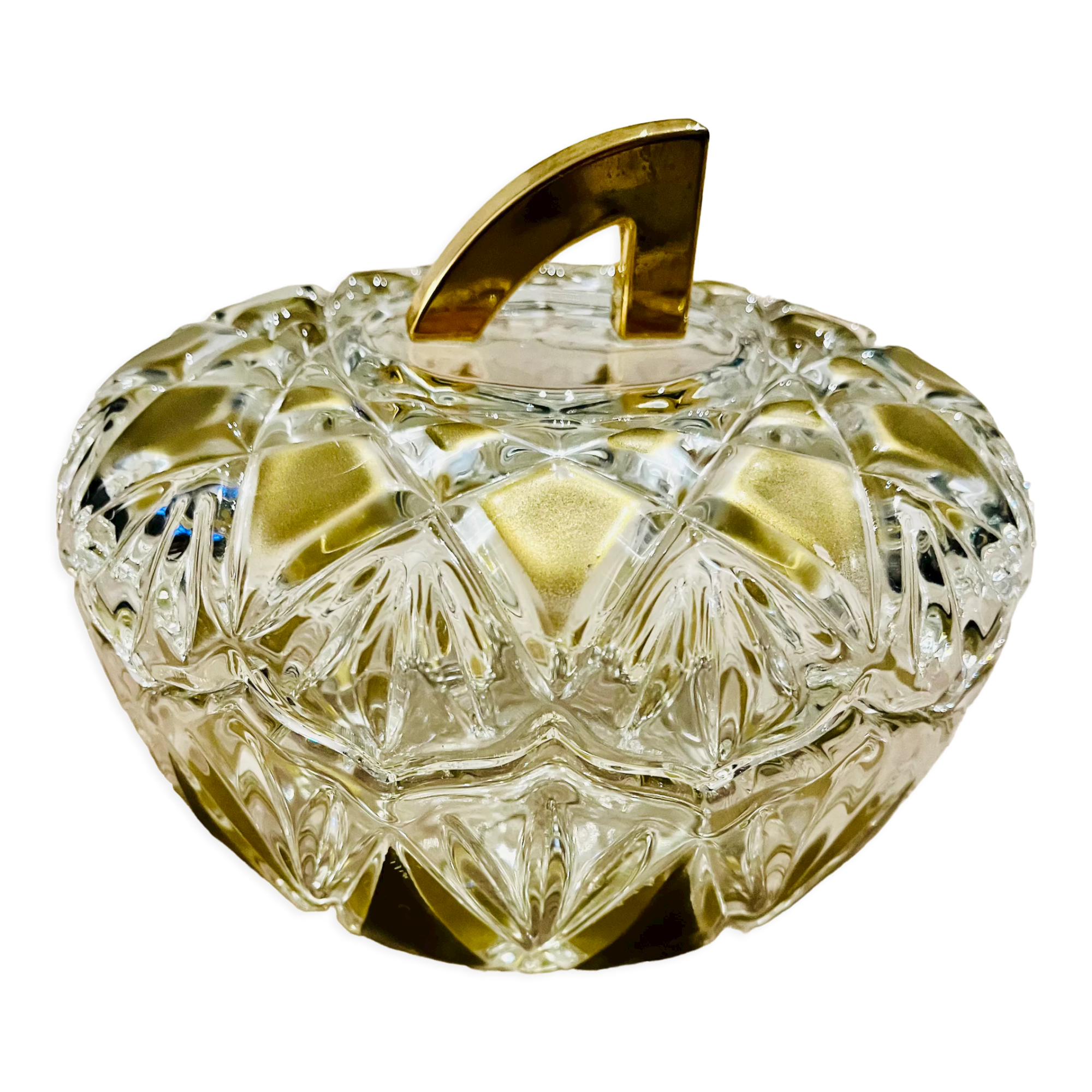 Glass and brass candy box