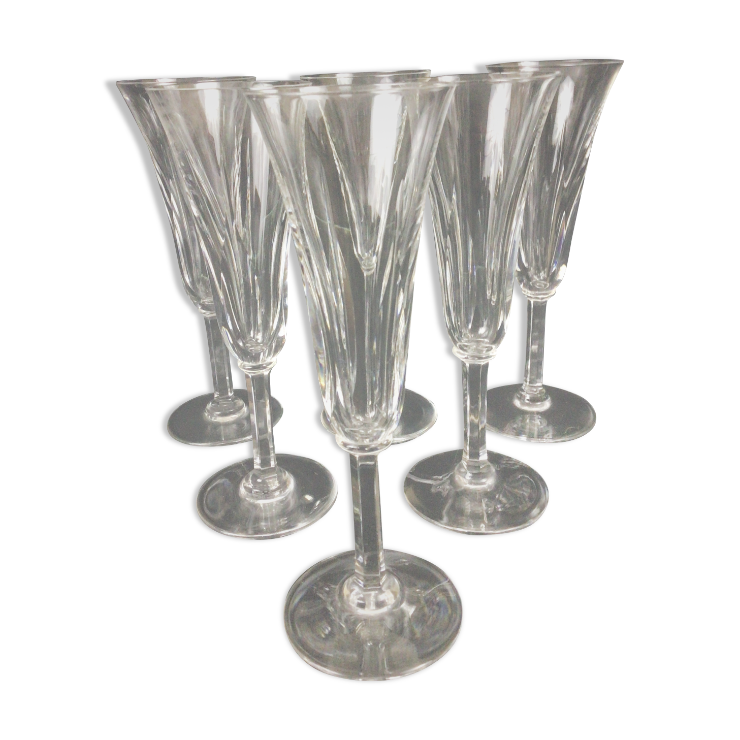 Set of 6 crystal champagne flutes Saint Louis