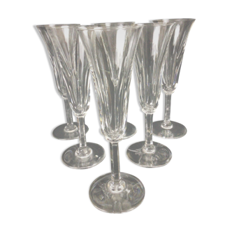 Set of 6 crystal champagne flutes Saint Louis