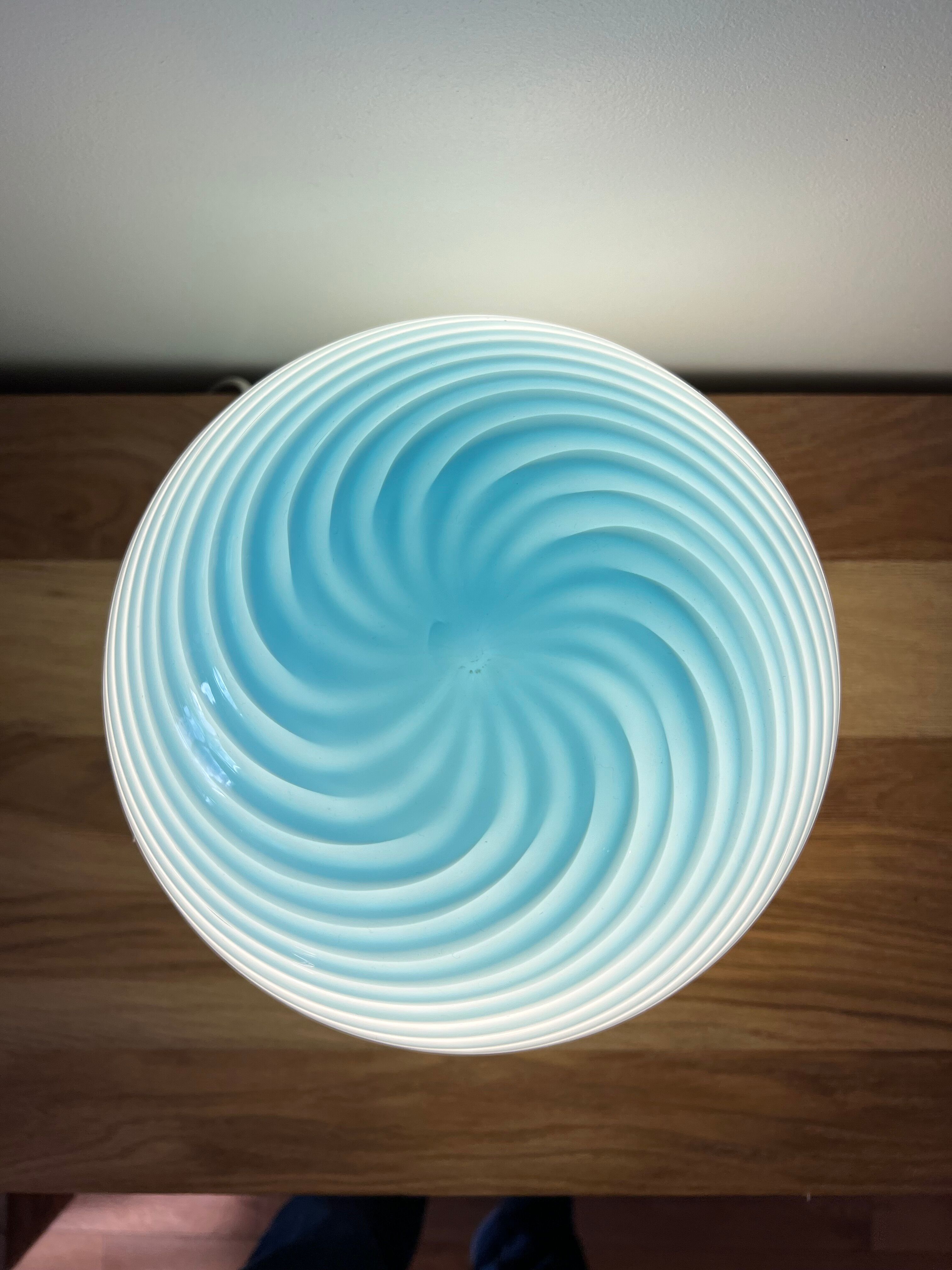 Mushroom lamp whirlpool blue Murano glass