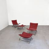 Pair of armchairs and ottomans designed attributed by Antonio Citterio, Italy 1980s