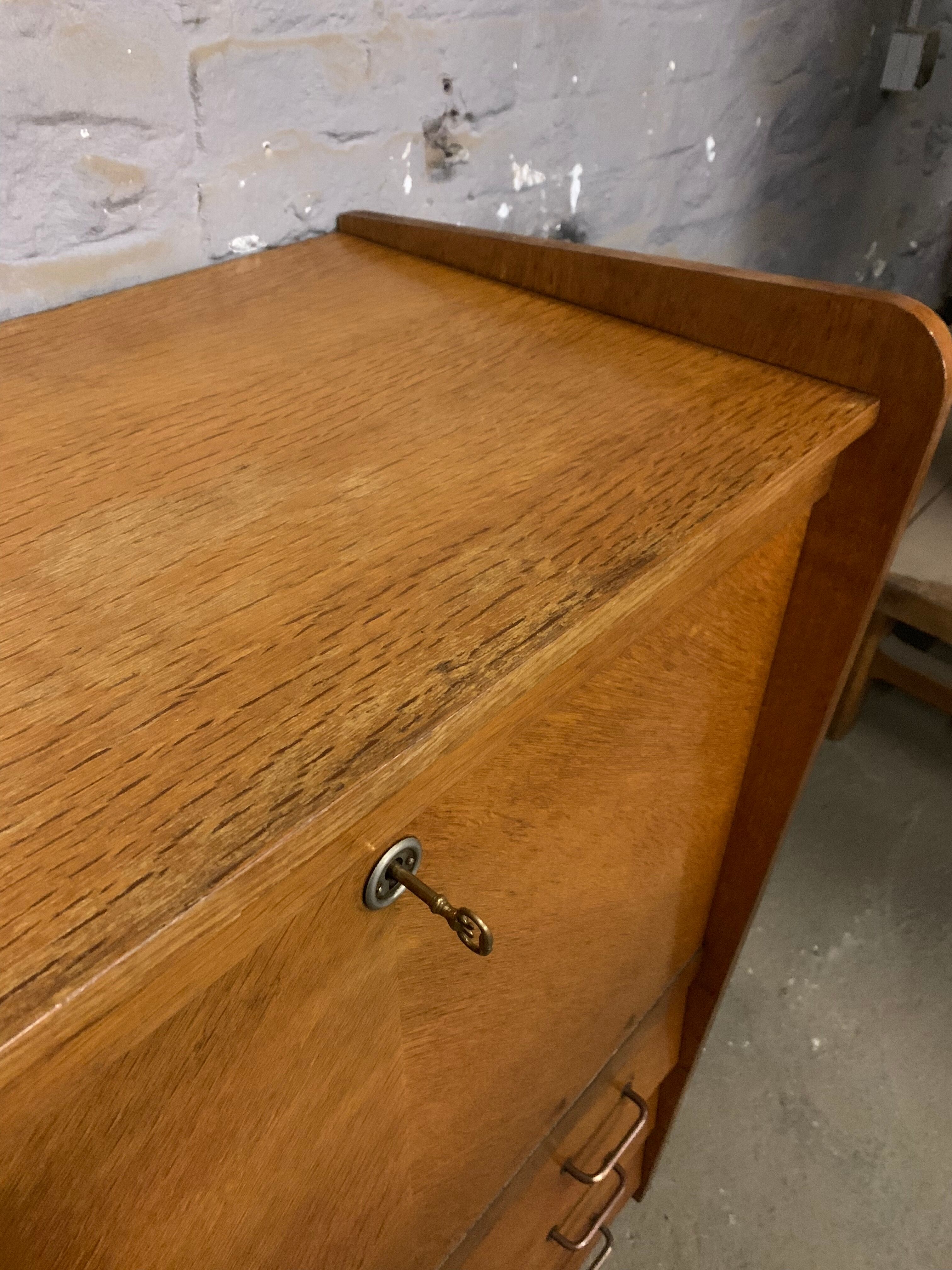 Secretary vintage oak compass feet, 1960s