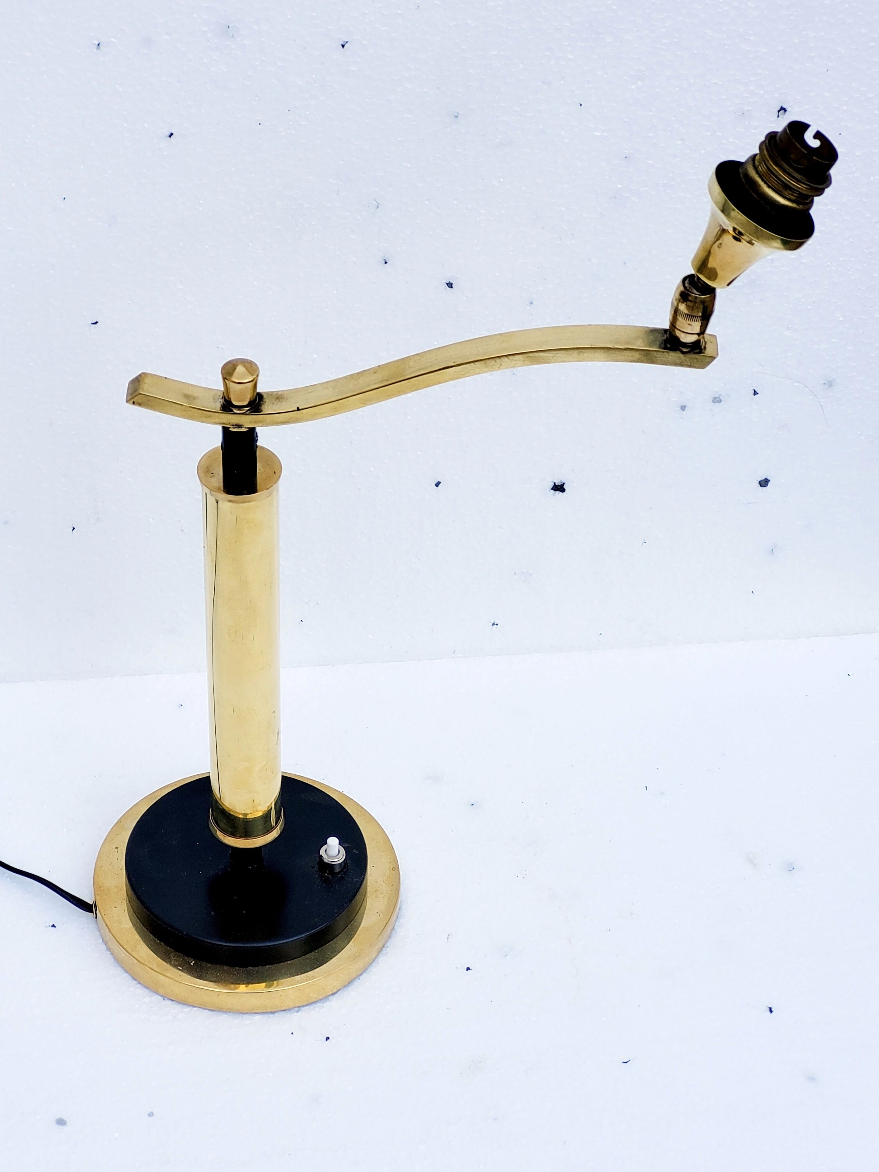 Brass lamp foot gallows arms, 30s Jules Leleu