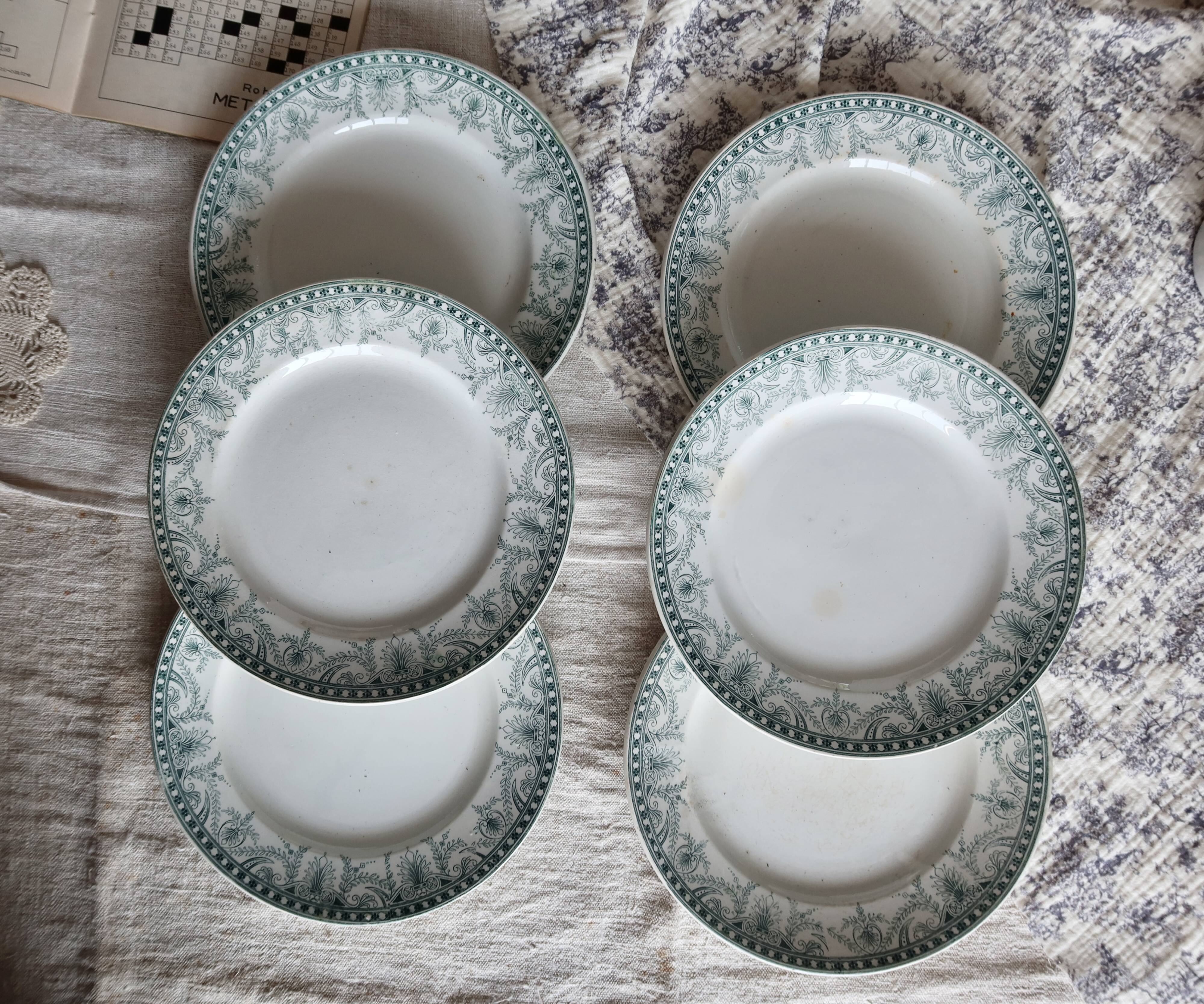 6 vintage dessert plates - Terre de fer - Moulin des Loups - Wi model