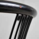 Black leather and steel dining chairs - set of 4