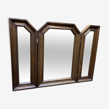 Triptych mirror in solid wood