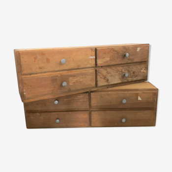 Paire d'étagères blocs tiroirs en bois brut