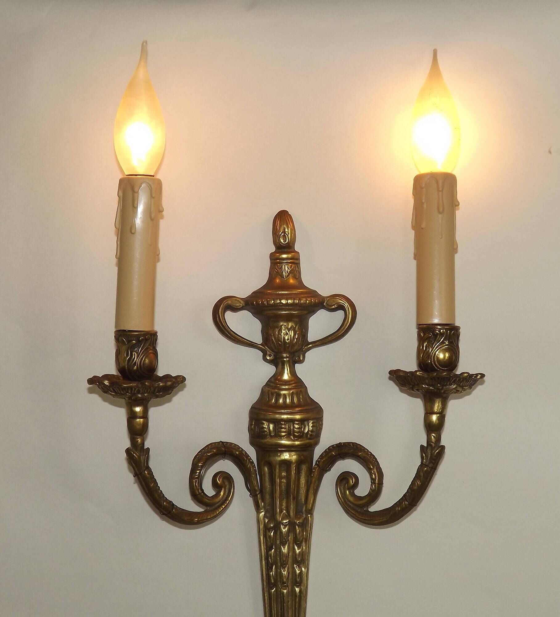 Large Vintage French Empire Style Bronze Double Wall Light With Urn Detail 4887