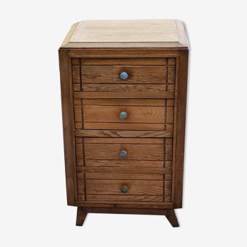 Commode des années 40/50 en chêne pieds compas 4 tiroirs