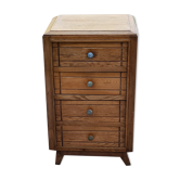 Chest of drawers of the 40s /50s in oak compass feet 4 drawers