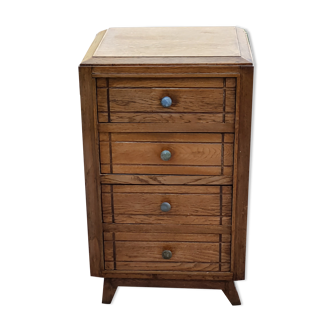 Chest of drawers of the 40s /50s in oak compass feet 4 drawers