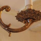 Vintage Italian bronze brass three-branch female figurine chandelier c. 1950s