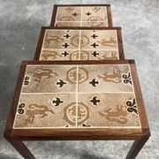 Danish nesting tables in rosewood and ceramic by Willy Ryomgard, Mo.