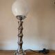 Vintage 1970s chrome globe lamp with bamboo-like finish
