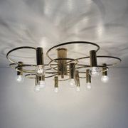 Leola sculptural brass 12-light ceiling or wall flush mount, 1970s