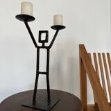 Vintage wrought iron anthropomorphic candle holder