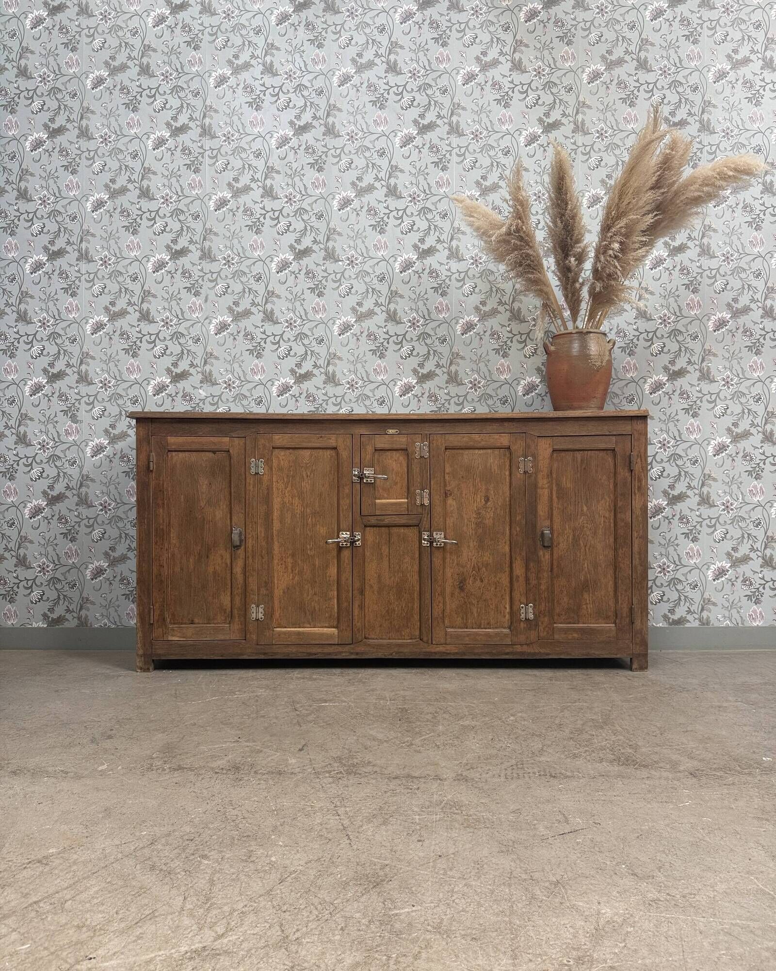 Old bar icebox in oak and zinc - sideboard (renovated)
