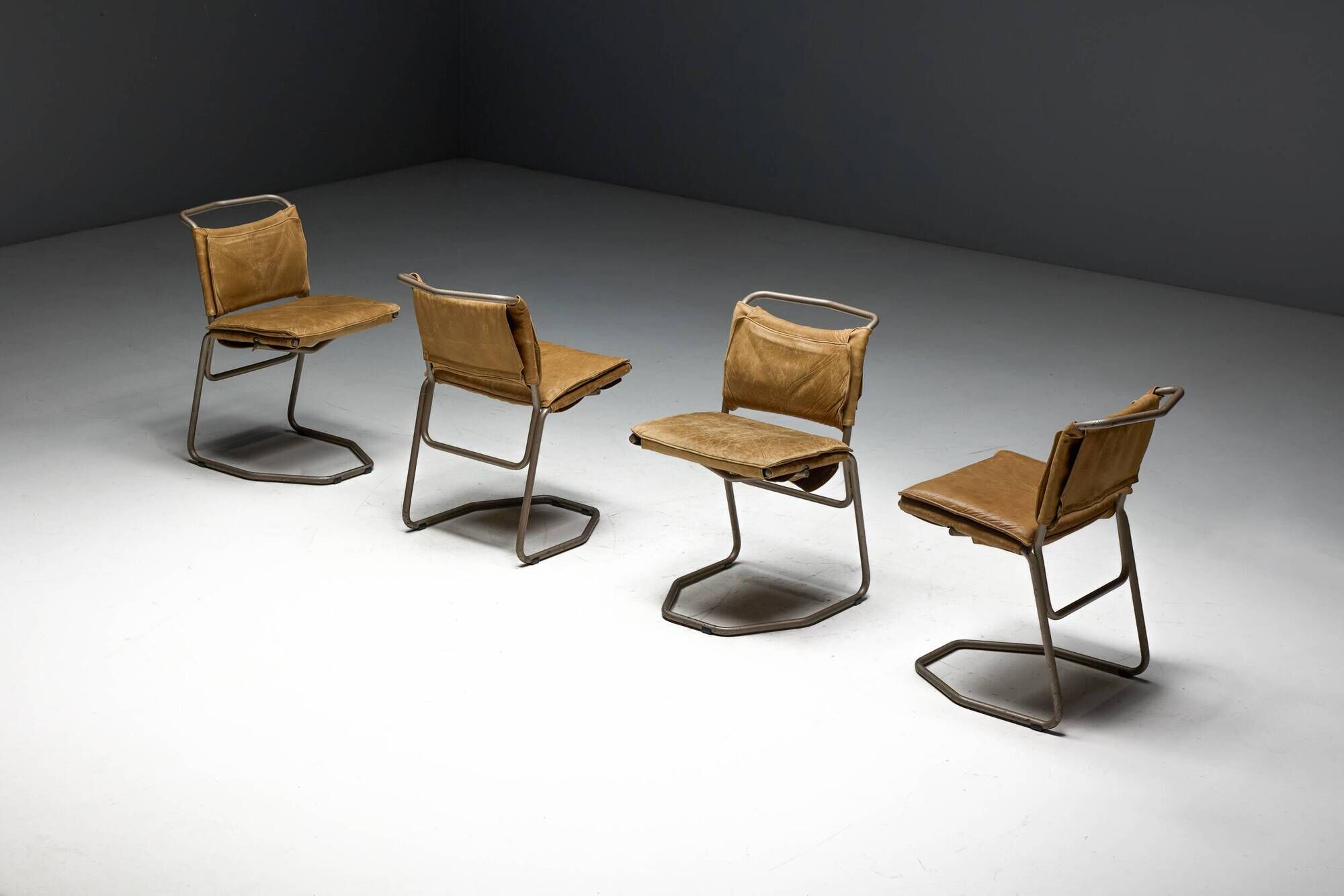 Leather & Steel Dining Chair by Raymond Rombouts, Belgium, 20th century