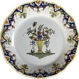 Set of 2 decorative earthenware plates from Desvres