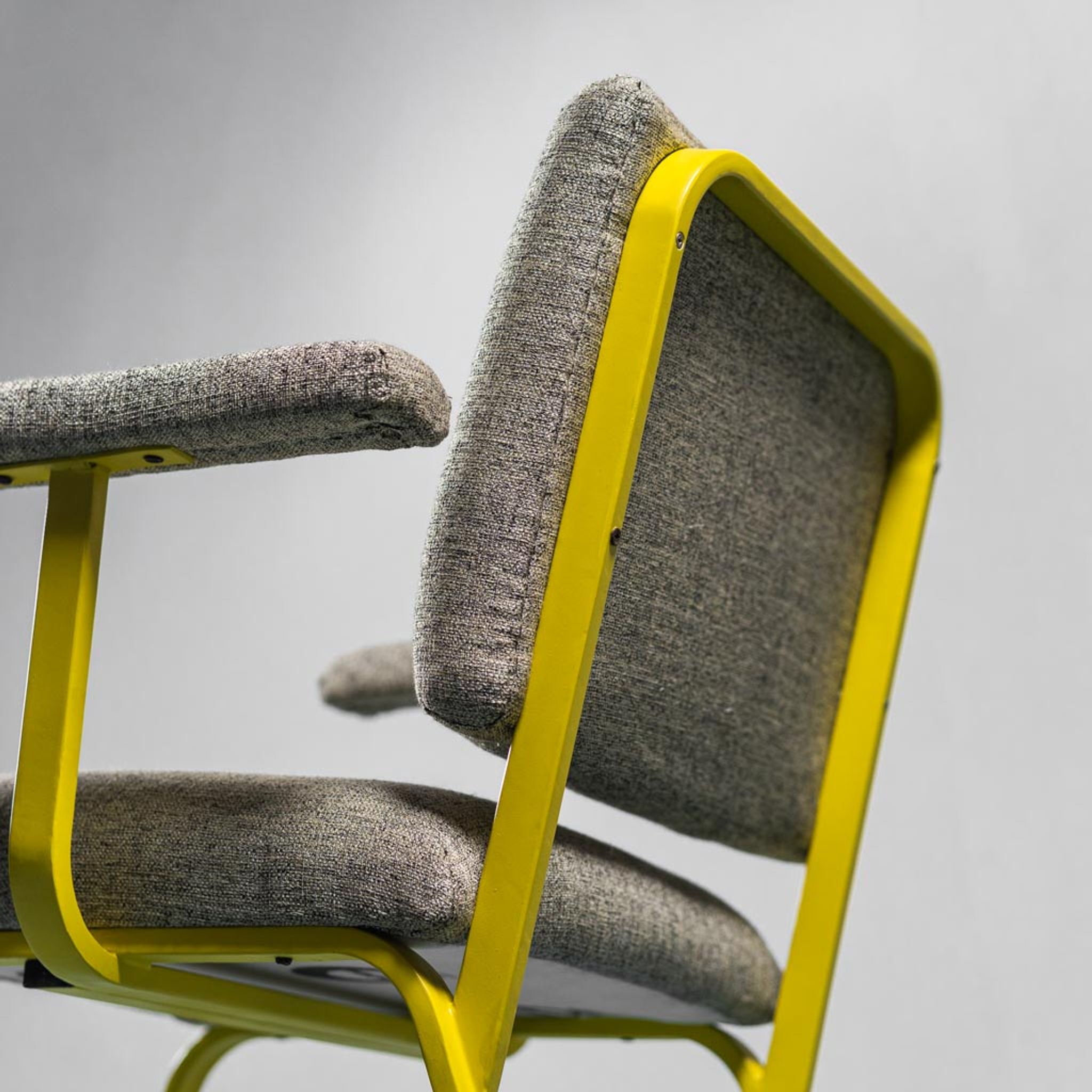 Set 3 fauteuils faits à la main tissu métallique 70s vintage