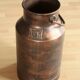 Umbrella stand old copper plated milk can with plastic insert - vintage