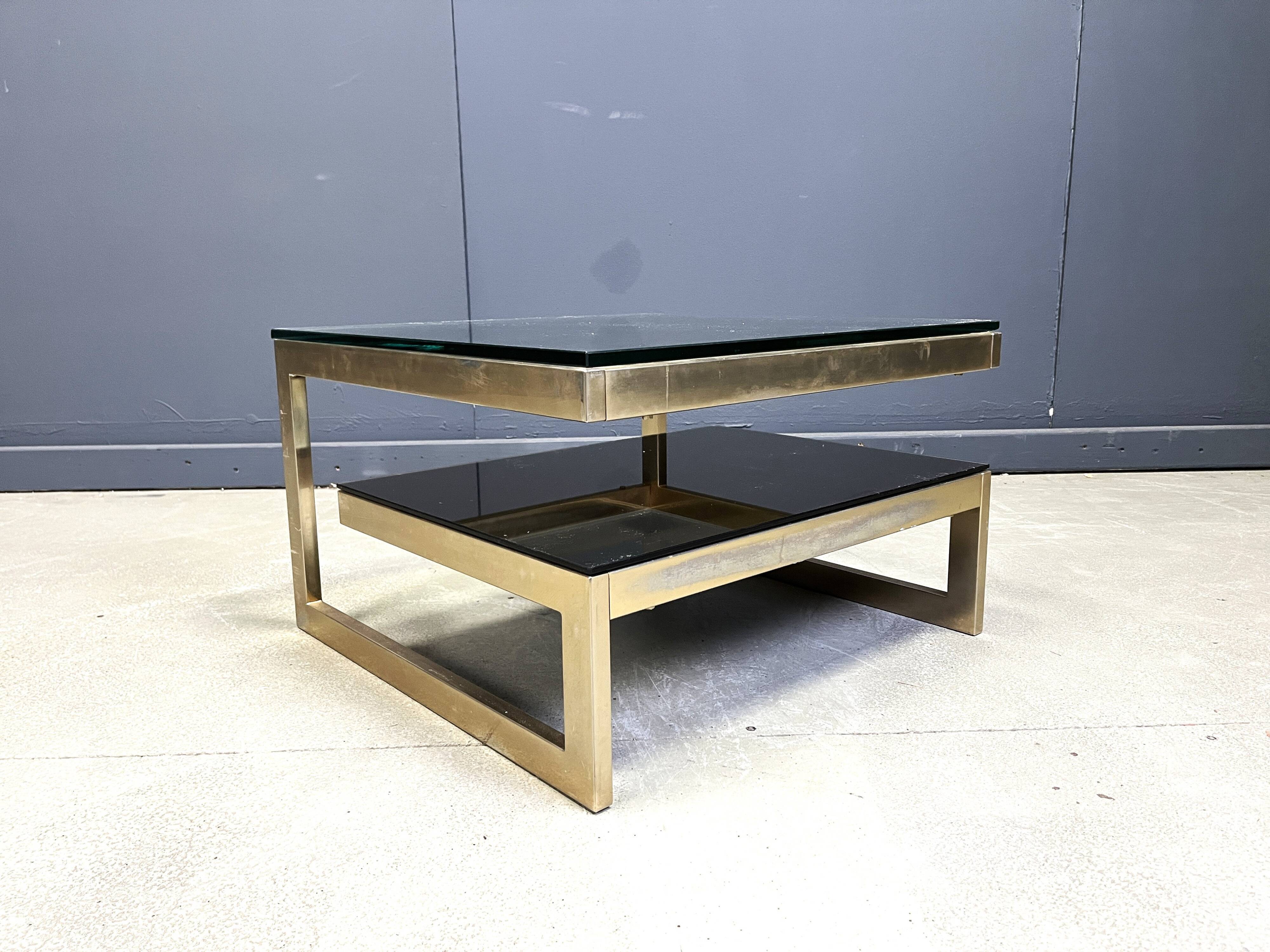Vintage 23kt gold layered G shaped coffee table by Belgochrom, 1970s