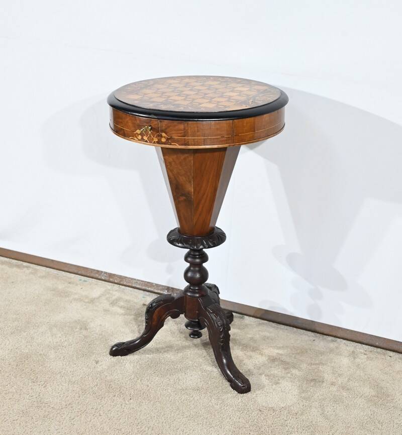 Trumpet Table for Work and Games, Walnut – Late 19th Century