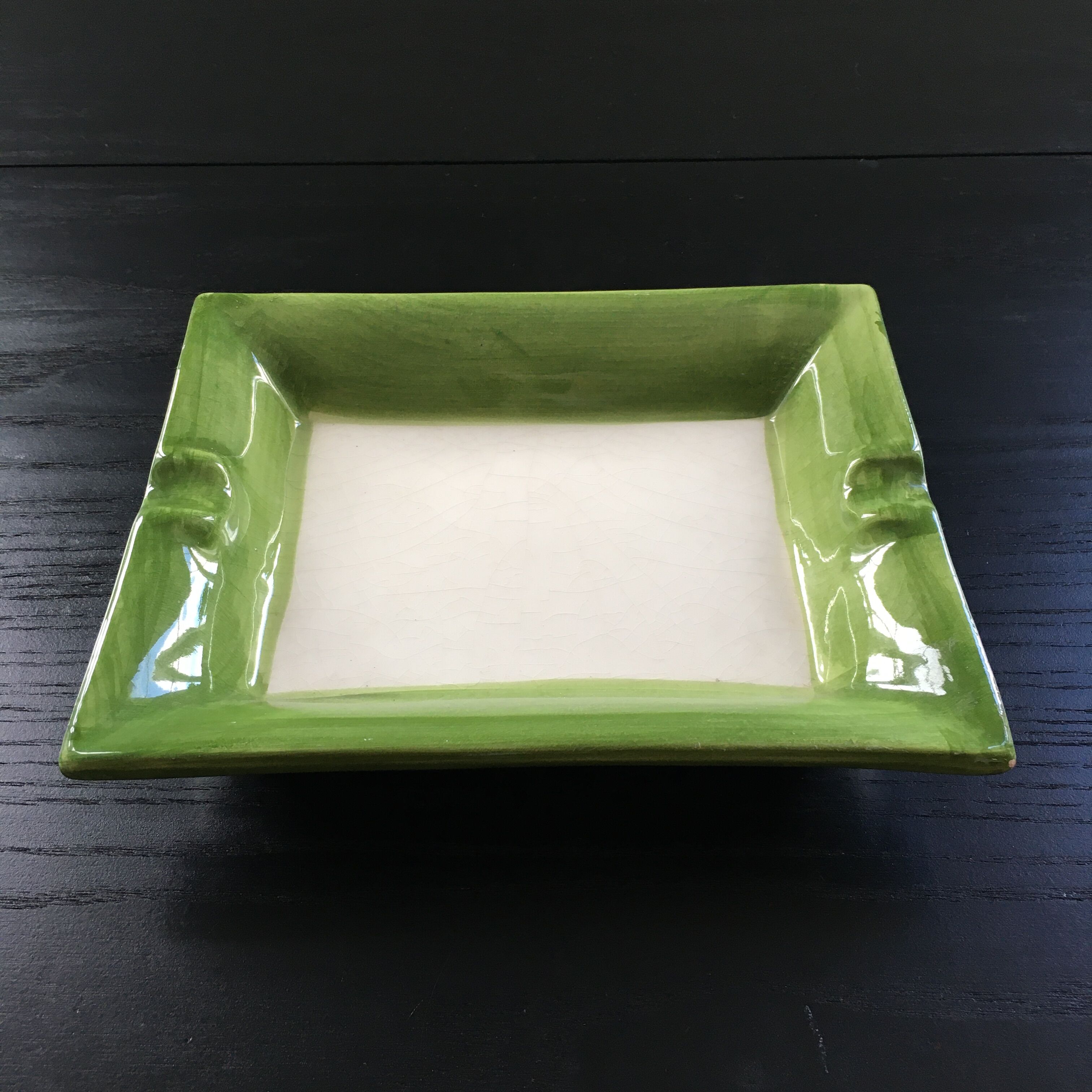 Vide poche vert et ivoire