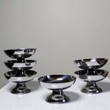 6 coupelles à dessert sur pieds en inox vintages style bistrot